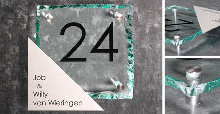 Glas met RVS naambord BG3