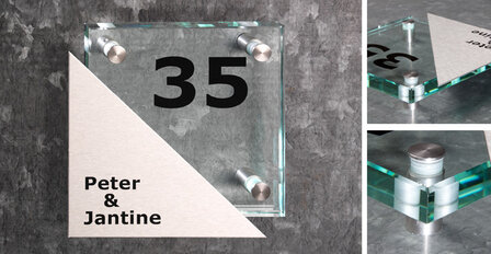 Glas met RVS naambord E21