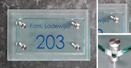 Mat en helder glas naambord E31