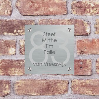 Glas met RVS naambord G2