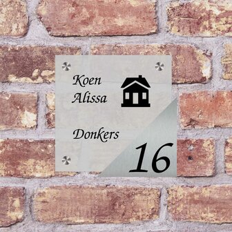 Glas met RVS naambord M96