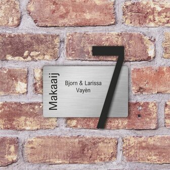 RVS naambord met Acrylaat huisnummer