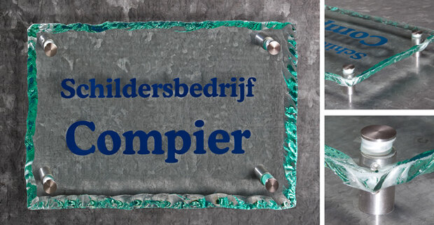 Helder glas naambord BG5