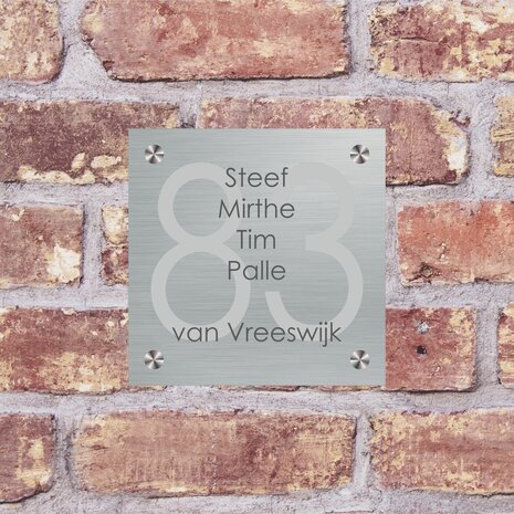 Glas met RVS naambord G2
