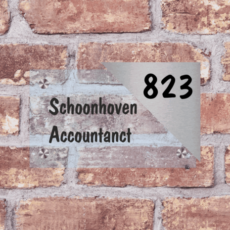 Glas met RVS naambord H24